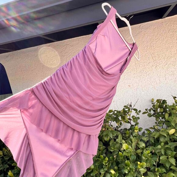 Miss Lola Shay Ruffle Mini Dress Lavender Purple Ruched Y2K Womens Size Small - Picture 5 of 8